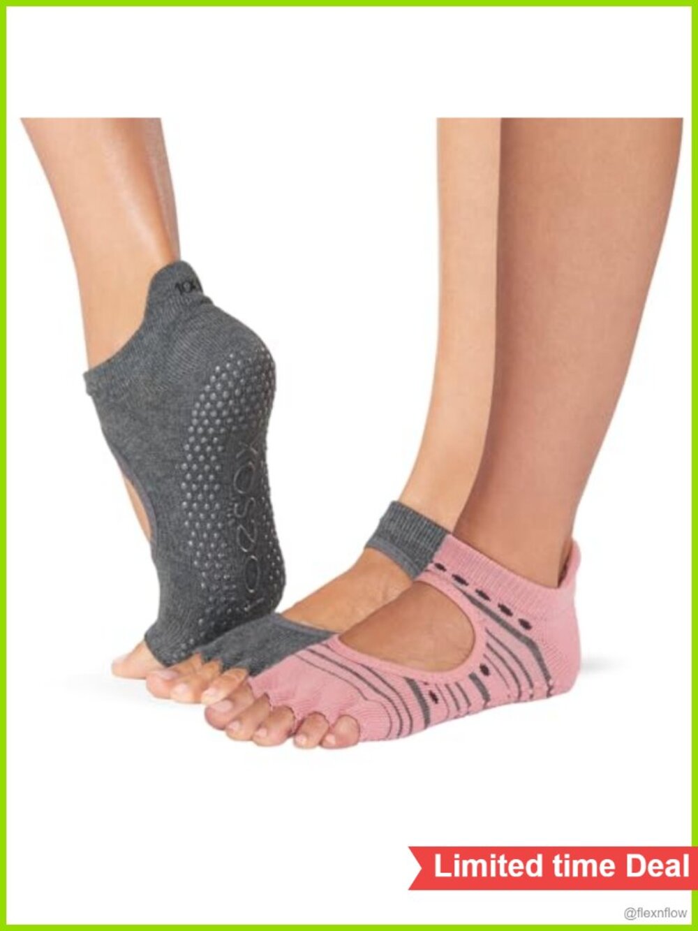 Half Toe Grip Socks Organic Cotton Non-Slip Pilates Barre Yoga Ballet